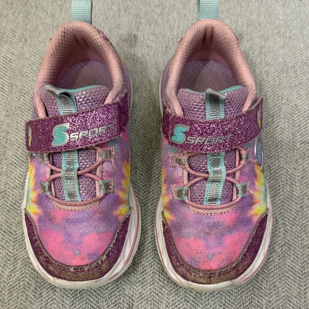 8t Skechers Tie dye Glitter Sneakers - Pink and Purple